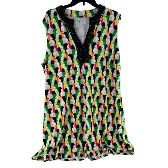 Crown & Ivy Womens Sleeveless knit stretch Dress 3X Multicolor Elephant Print - Picture 1 of 7